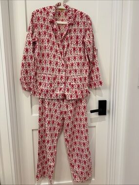 THE ORIGINAL Roberta Roller Rabbit Pink & white monkey Pajama Lounge Set! Small